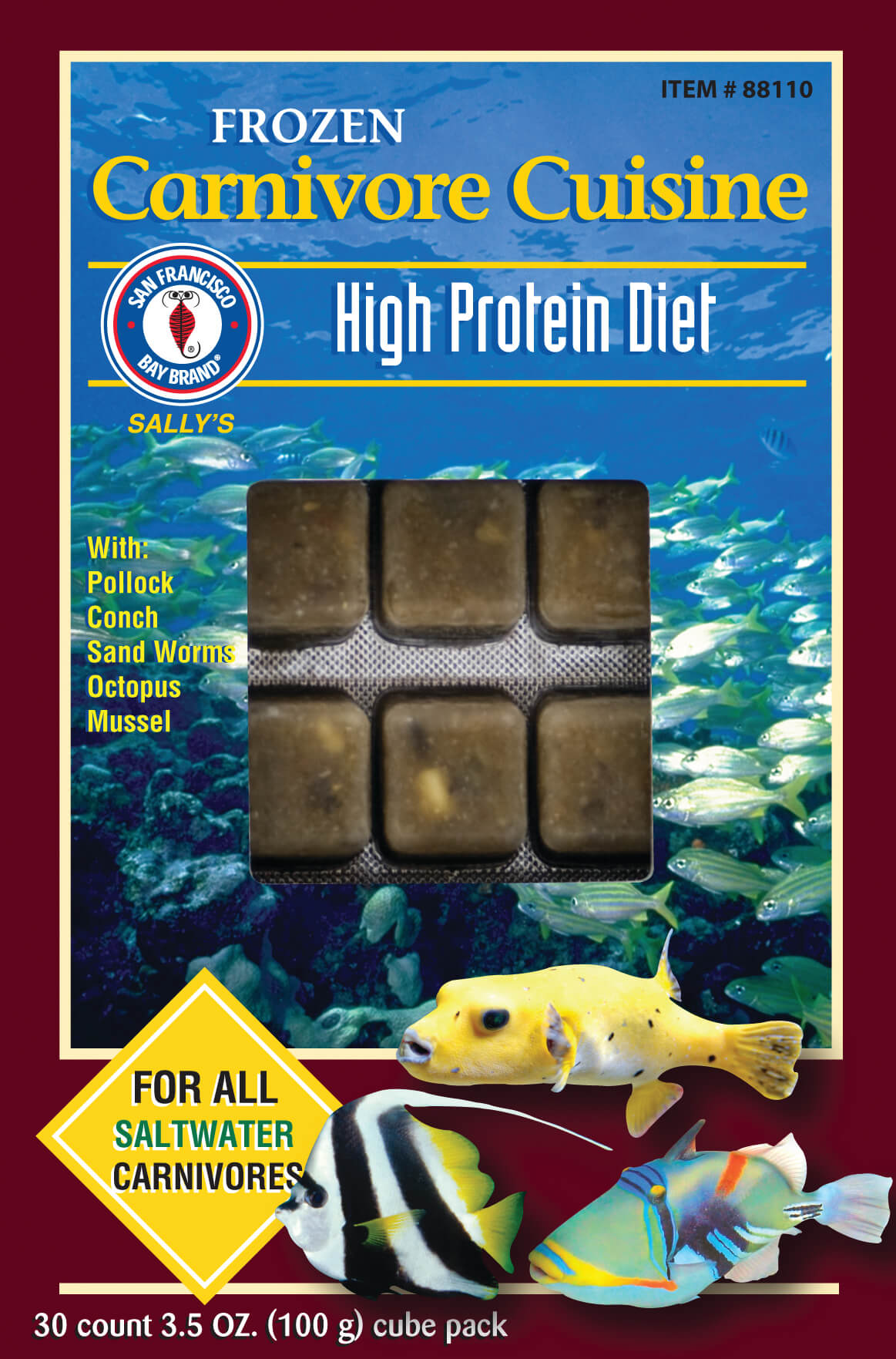 San Francisco Bay Brand Frozen Food Carnivore Cuisine 3 5oz Cubes Whitlyn Aquatics